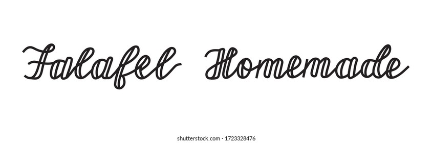 Hand drawn lettering Falafel homemade. Vector text.