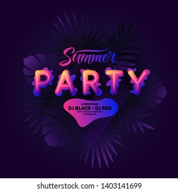 Hand drawn lettering and fashion poster Summer party in abstract style. Vector background.