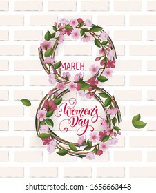 Hand drawn lettering with floral background. Spring banner. Vector Illustration EPS10