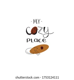 Hand drawn lettering with a funny cat and abstract figures