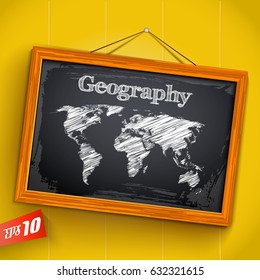 Hand Drawn Lettering Geography World Map Stock Vector (Royalty Free ...