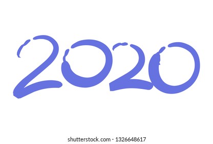 Hand drawn lettering greeting card with chinese calligraphy for 2020 Happy New Year Vector illustration 
