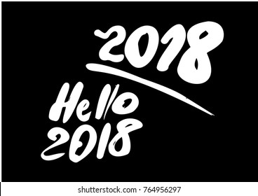 Hand drawn lettering greeting card with chinese calligraphy for 2018 Happy New Year Vector illustration