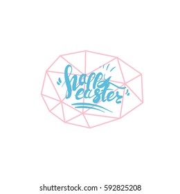 Hand drawn lettering Happy Easter. Text template sketch design postcard. Vector illustration. 