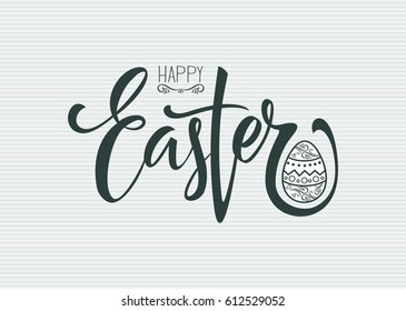 Hand drawn lettering Happy Easter , vector illustration