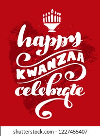 Hand drawn lettering "Happy Kwanzaa". Logo vector design, doodle style. Lettering for web, congratulations, promotional pictures news, invitations, postcards, banners, posters