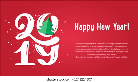 Hand drawn lettering "Happy New Year 2019". Logo vector design. Lettering for web, congratulations, promotional pictures news, invitations, postcards, banners, posters