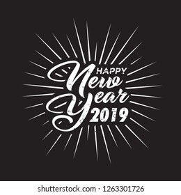 Hand Drawn Lettering Happy New Year Background. Vector Illustration Eps 10