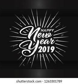 Hand Drawn Lettering Happy New Year Background. Vector Illustration Eps 10