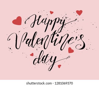 Hand drawn lettering happy valentine's day, vector
