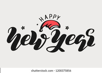 Hand drawn lettering "Happynew year" Vector design, doodle style. Lettering for web, congratulations, promotional pictures news, invitations, postcards, banners, posters