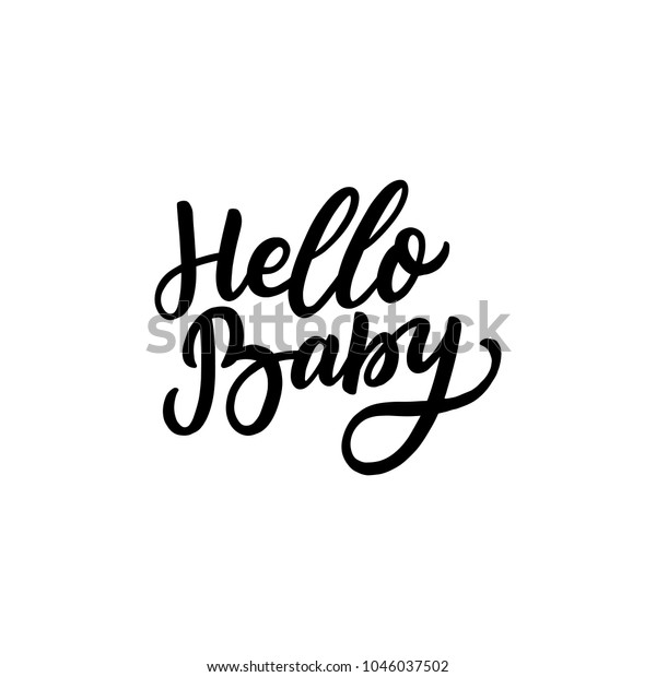 Hand Drawn Lettering Hello Baby Print Stock Vector (Royalty Free ...