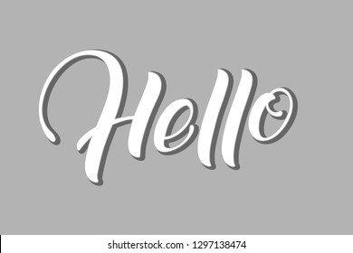 Hand drawn lettering Hello. Elegant modern handwritten calligraphy. Vector Ink illustration. Typography poster. For cards, invitations, prints etc.