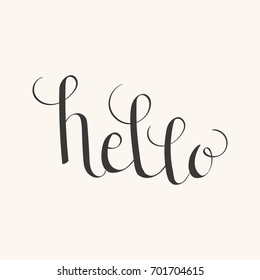 Hand drawn lettering "hello". Handwritten quote. Poster, greeting card, wall art or wallpaper template. Vector art. 