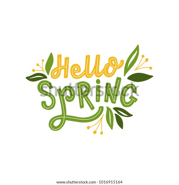 Hand Drawn Lettering Hello Spring Print Stock Vector (Royalty Free ...