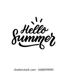 Hand drawn lettering hello summer. Seasonal lettering summer time for card, banner, decor, print, overlay.