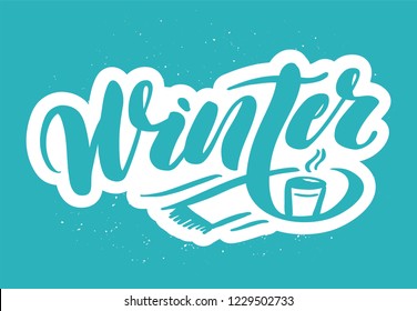 Hand drawn lettering "Hello winter". Logo vector design, doodle style. Lettering for web, congratulations, promotional pictures news, invitations, postcards, banners, posters