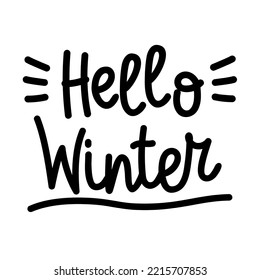 Hand drawn lettering Hello Winter isolated on white background, vector illustration