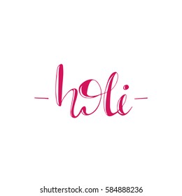 Hand drawn lettering "Holi". Vector illustration.