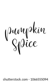 Hand drawn lettering. Ink illustration. Modern brush calligraphy. Isolated on white background. Pumpkin spice.