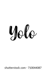 Hand drawn lettering. Ink illustration. Modern brush calligraphy. Isolated on white background. Yolo text.