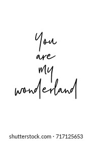 Hand drawn lettering. Ink illustration. Modern brush calligraphy. Isolated on white background. You are my wonderland.