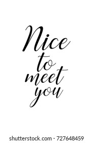 Hand drawn lettering. Ink illustration. Modern brush calligraphy. Isolated on white background. Nice to meet you.