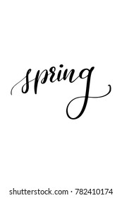Hand drawn lettering. Ink illustration. Modern brush calligraphy. Isolated on white background. Spring text.