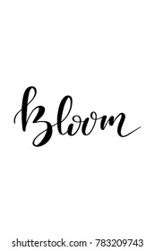Hand drawn lettering. Ink illustration. Modern brush calligraphy. Isolated on white background. Bloom text.