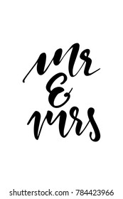 Hand drawn lettering. Ink illustration. Modern brush calligraphy. Isolated on white background. Mr and mrs.