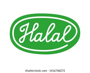 Hand drawn lettering insciption product sign on the green oval background. EPS 10 vector illustration.