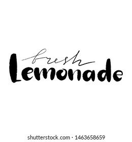 Hand drawn lettering inscriptions about fresh Lemonade. Hand drawn text sticker kit on healthy cooling drinks, posters