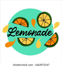 Hand drawn lettering inscriptions about Homemade Lemonade with lemon. Hand drawn text sticker kit on healthy cooling drinks, posters