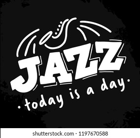 Hand drawn lettering "Jazz music bar" Logo vector design. Lettering for web, congratulations, promotional pictures news, invitations, postcards, banners, posters