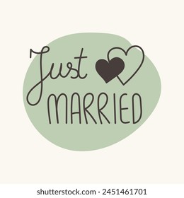 Hand drawn lettering JUST MARRIED. Perfect for wedding designs.