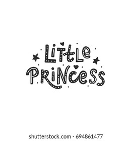 Hand drawn lettering for kids little princess for print, card, poster, interior, decor, textile, t-shirt, bags.