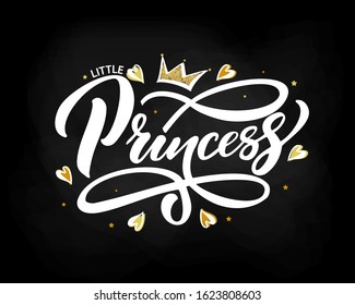 Hand drawn lettering Little Princess.Vector illustration for girls clothes ,print, card, decor.