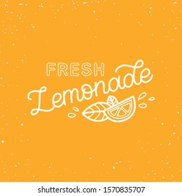 Hand drawn lettering logo. The inscription: Fresh lemonade. Perfect design for greeting cards, posters, T-shirts, banners, print invitations.Monoline style.
