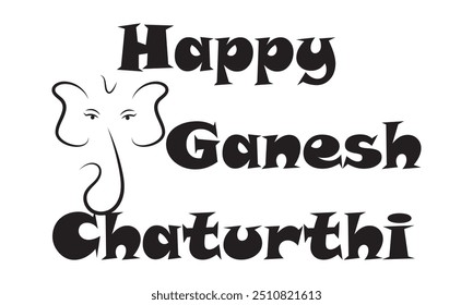 Hand drawn lettering and Lord Ganesh Icon vector. Vector Illustration.