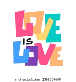 Hand drawn lettering love is love. LGBTQ vector illustration