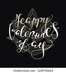 Hand drawn lettering - love you, happy valentine's day card