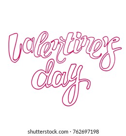 Hand drawn lettering - love you. Valentines Day