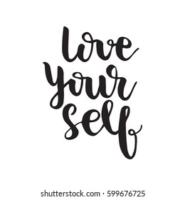 Hand drawn lettering "Love Yourself". Vector illustration.