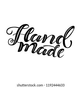 Hand drawn lettering "Hand made"  Stylish logo for produkt, online shop, Instagram or for personal site/