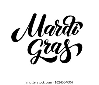 Hand drawn lettering Mardi Gras. Design for greeting card, poster, banner. Vektor illustration. 