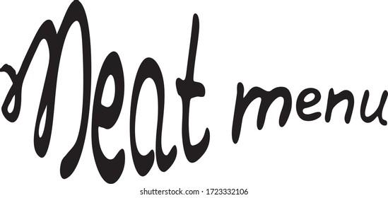 Hand drawn lettering Meat menu. Vector sign.