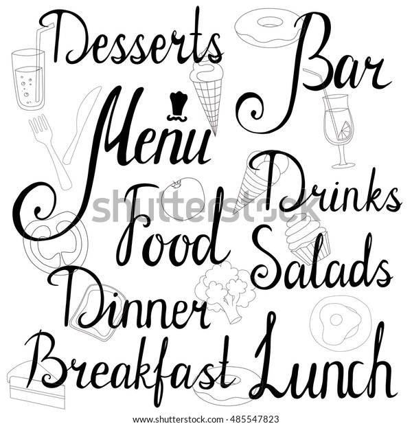 Hand Drawn Lettering Menu Breakfast Lunch Stock Vector (Royalty Free ...