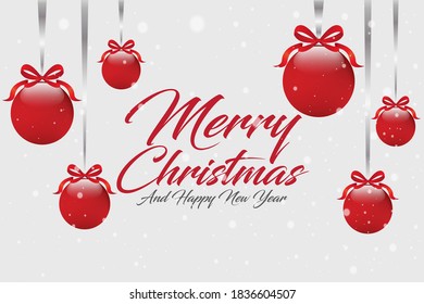 Hand drawn lettering - Merry Christmas. Elegant handwritten calligraphy for Christmas holidays. White letters with snowflakes.