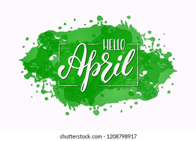 Hand drawn lettering month name. Hand written month April for calendar, monthly logo, bullet journal or monthly organizer. Ink brush lettering for spring invitation card.