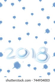 Hand drawn lettering number 2018 New Year background. Vector illustration
